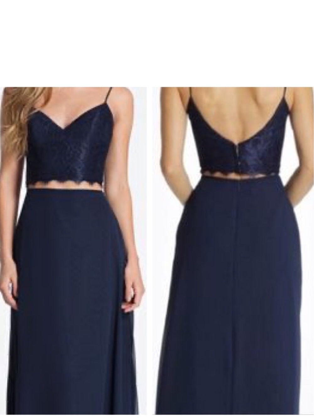 HAYLEY PAIGE Special Occasion Lace Crop Top Navy Blue Size 4